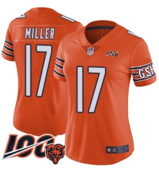 Women Chicago Bears 17 Anthony Miller Orange Alternate 100th Season Limited Football Jersey