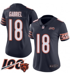 Women Chicago Bears 18 Taylor Gabriel Navy Blue Team Color 100th Season Limited Football Jersey