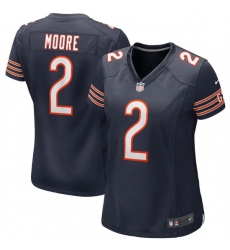Women Chicago Bears 2 D J  Moore Navy Stitched Game Jersey