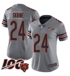 Women Chicago Bears 24 Buster Skrine Limited Silver Inverted Legend 100th Season Football Jersey