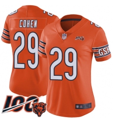 Women Chicago Bears 29 Tarik Cohen Orange Alternate 100th Season Limited Football Jersey