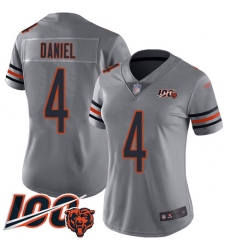 Women Chicago Bears 4 Chase Daniel Limited Silver Inverted Legend 100th Season Football Jersey
