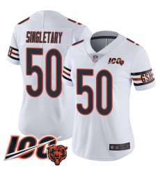 Women Chicago Bears 50 Mike Singletary White Vapor Untouchable Limited Player 100th Season Football Jersey