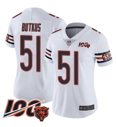 Women Chicago Bears 51 Dick Butkus White Vapor Untouchable Limited Player 100th Season Football Jersey