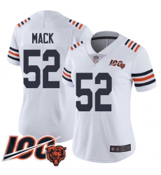 Women Chicago Bears 52 Khalil Mack White 100th Season Limited Football Jersey