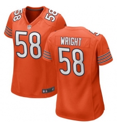 Women Chicago Bears 58 Darnell Wright Orange 2023 Draft Stitched Game Jersey