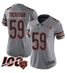 Women Chicago Bears 59 Danny Trevathan Limited Silver Inverted Legend 100th Season Football Jersey