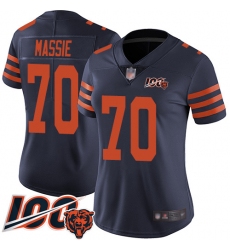 Women Chicago Bears 70 Bobby Massie Limited Navy Blue Rush Vapor Untouchable 100th Season Football Jersey