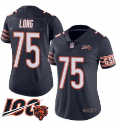 Women Chicago Bears 75 Kyle Long Navy Blue Team Color 100th Season Limited Football Jersey