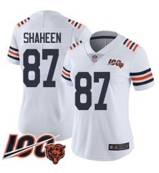 Women Chicago Bears 87 Adam Shaheen White 100th Season Limited Football Jersey