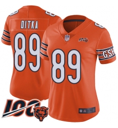 Women Chicago Bears 89 Mike Ditka Orange Alternate 100th Season Limited Football Jersey