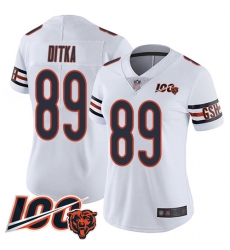 Women Chicago Bears 89 Mike Ditka White Vapor Untouchable Limited Player 100th Season Football Jersey
