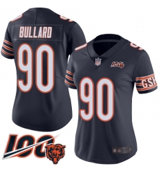 Women Chicago Bears 90 Jonathan Bullard Navy Blue Team Color 100th Season Limited Football Jersey