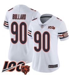Women Chicago Bears 90 Jonathan Bullard White Vapor Untouchable Limited Player 100th Season Football Jersey