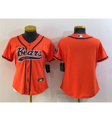 Women Chicago Bears Blank Orange With Patch Cool Base Stitched Baseball Jersey