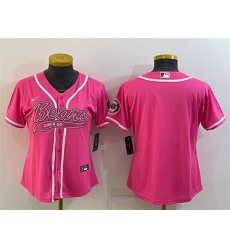 Women Chicago Bears Blank Pink With Patch Cool Base Stitched Baseball Jersey