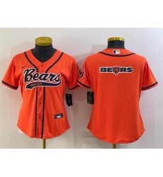 Women Chicago Bears Orange Team Big Logo With Patch Cool Base Stitched Baseball Jersey