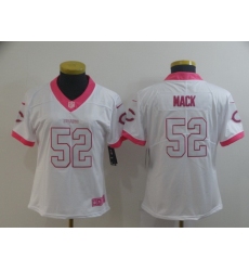 Women Nike Bears 52 Khalil Mack White Pink Rush Limited Jersey