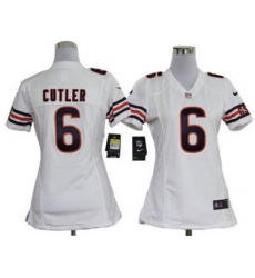 Women Nike Chicago Bears 6# Jay Cutler White Jersey