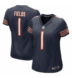 Women's Chicago Bears #1 Justin Fields Nike Navy 2021 NFL Draft First Round Pick Limited Jersey