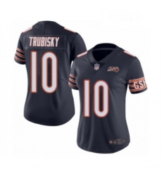 Womens Chicago Bears 10 Mitchell Trubisky Navy Blue Team Color 100th Season Limited Football Jersey