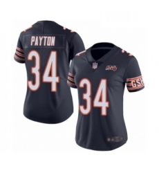 Womens Chicago Bears 34 Walter Payton Navy Blue Team Color 100th Season Limited Football Jersey