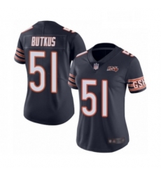 Womens Chicago Bears 51 Dick Butkus Navy Blue Team Color 100th Season Limited Football Jersey