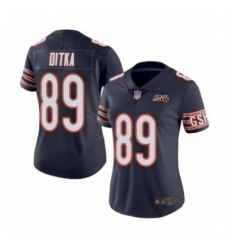 Womens Chicago Bears 89 Mike Ditka Navy Blue Team Color 100th Season Limited Football Jersey