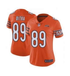 Womens Chicago Bears 89 Mike Ditka Orange Alternate 100th Season Limited Football Jersey
