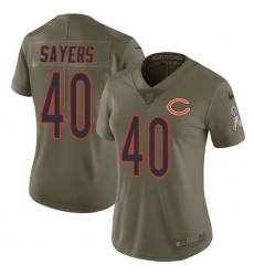 Womens Nike Bears #40 Gale Sayers Olive  Stitched NFL Limited 2017 Salute to Service Jersey