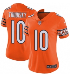 Womens Nike Chicago Bears 10 Mitchell Trubisky Limited Orange Rush Vapor Untouchable NFL Jersey