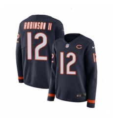 Womens Nike Chicago Bears 12 Allen Robinson Limited Navy Blue Therma Long Sleeve NFL Jersey