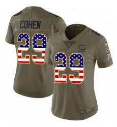 Womens Nike Chicago Bears 29 Tarik Cohen Limited OliveUSA Flag Salute to Service NFL Jersey