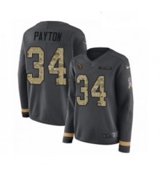Womens Nike Chicago Bears 34 Walter Payton Limited Black Salute to Service Therma Long Sleeve NFL Jersey