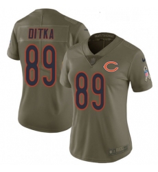Womens Nike Chicago Bears 89 Mike Ditka Limited Olive 2017 Salute to Service NFL Jersey