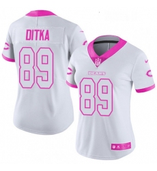 Womens Nike Chicago Bears 89 Mike Ditka Limited WhitePink Rush Fashion NFL Jersey