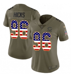 Womens Nike Chicago Bears 96 Akiem Hicks Limited OliveUSA Flag Salute to Service NFL Jersey