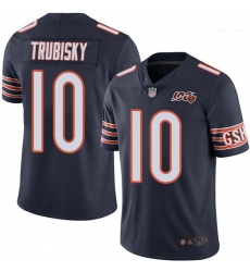 Bears #10 Mitchell Trubisky Navy Blue Team Color Youth Stitched Football 100th Season Vapor Limited Jersey