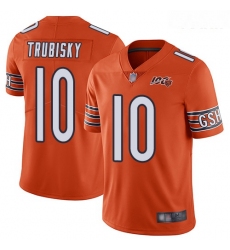Bears #10 Mitchell Trubisky Orange Youth Stitched Football Limited Rush 100th Season Jersey