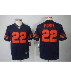 Nike Youth Chicago Bears #22 Matt Forte Blue LIMITED Jerseys(Orange Number)