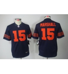 Nike Youth Chicago Bears #5 Brandon Marshall Blue LIMITED Jerseys(Orange Number)