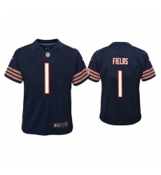 Youth Chicago Bears 1 Justin Fields Navy Jersey 