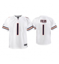 Youth Chicago Bears 1 Justin Fields White Jersey 