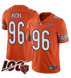 Youth Chicago Bears 96 Akiem Hicks Orange Alternate 100th Season Limited Football Jersey