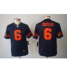 Youth Nike Chicago Bears 6# Jay Cutler Blue LIMITED Jerseys(Orange Number)