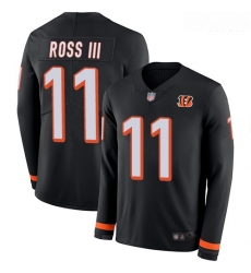 Bengals 11 John Ross III Black Team Color Men Stitched Football Limited Therma Long Sleeve Jersey
