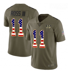 Bengals 11 John Ross III Olive USA Flag Men Stitched Football Limited 2017 Salute To Service Jersey