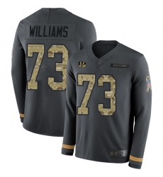 Bengals 73 Jonah Williams Anthracite Salute to Service Men Stitched Football Limited Therma Long Sleeve Jersey