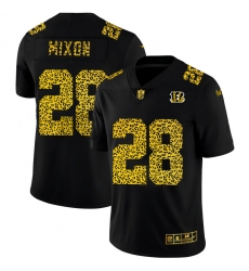 Cincinnati Bengals 28 Joe Mixon Men Nike Leopard Print Fashion Vapor Limited NFL Jersey Black