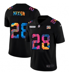 Cincinnati Bengals 28 Joe Mixon Men Nike Multi Color Black 2020 NFL Crucial Catch Vapor Untouchable Limited Jersey
